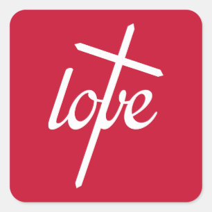 1 John 4:19 - Love Cross Square Sticker