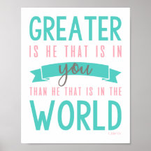 1 John 4:4 Bible Verse Christian Poster Wall Art