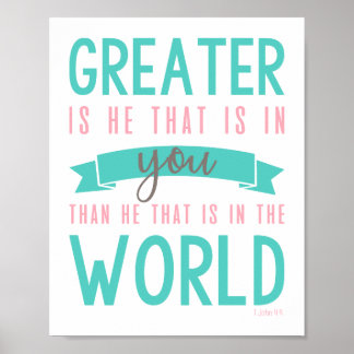 1 John 4:4 Bible Verse Christian Poster Wall Art