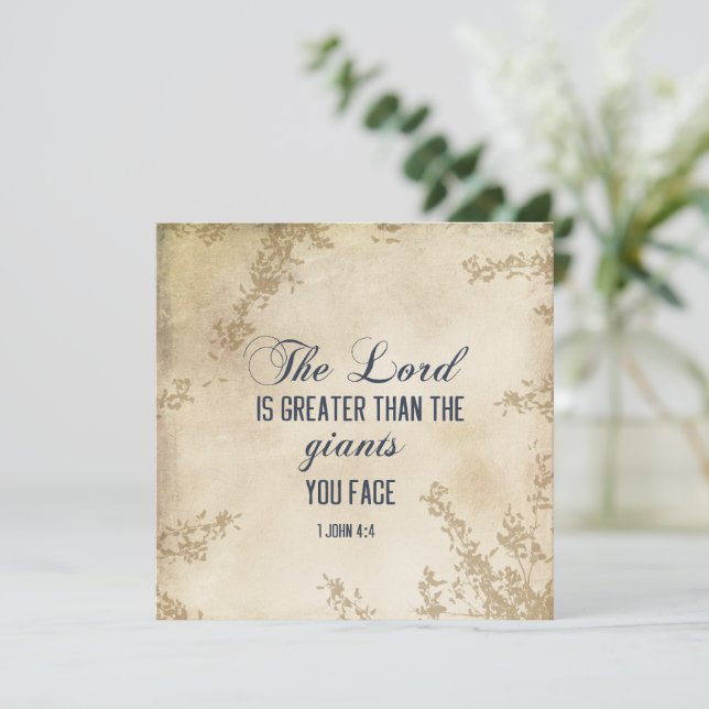 1 John 4 4 He who is in you is greater Bible Card (Standing Front)