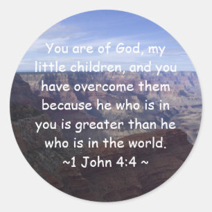 1 John 4:4 Small Classic Round Sticker