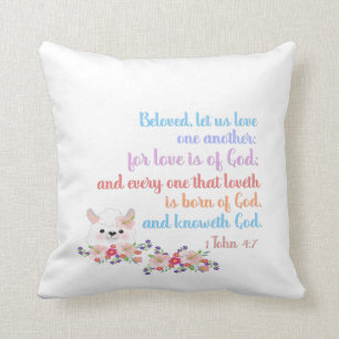 1 John 4:7 Bible Verse Rainbow Text Cushion