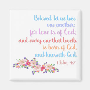 1 John 4:7 Bible Verse Rainbow Text Magnet
