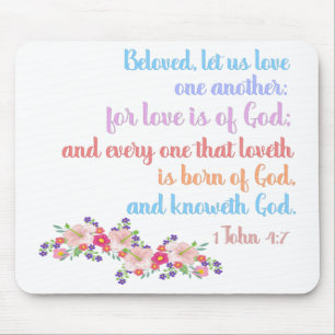 1 John 4:7 Bible Verse Rainbow Text Mouse Mat