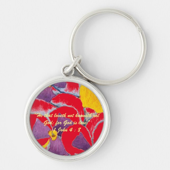1 John 4:8 "---for God is love." Bible truths  Key Key Ring (Front)
