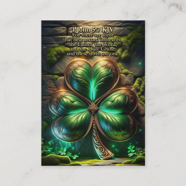 1 John 5:7–8 KJV Cards - Trinity Shamrock (Front)