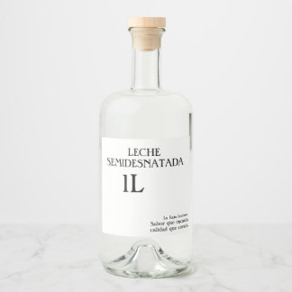 1 L semi-skimmed milk bottle. Liquor Bottle Label