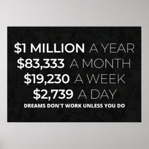 '$1 Million A Year' Money & Millionaire Motivation Poster
