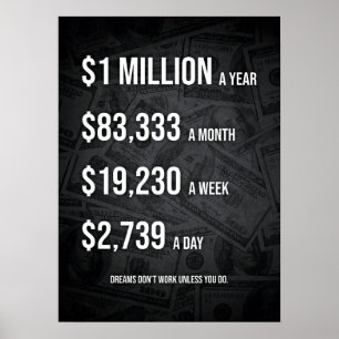 1 Million Dollars A Year - Inspirational Success Poster
