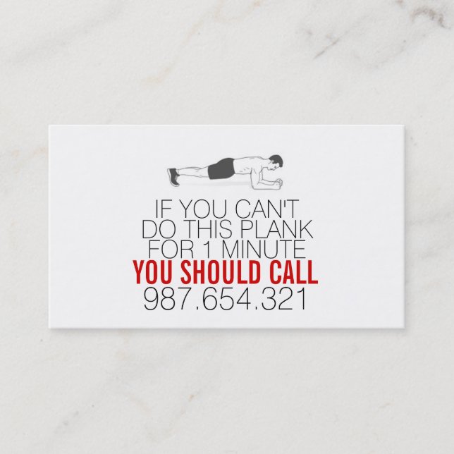 1 min plank personal fitness trainer business card (Front)