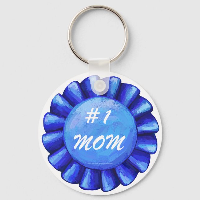 #1 Mom Blue Keychain (Front)