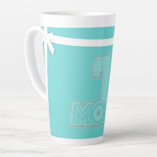#1 MOM - Teal Blue Mum Gifts Latte Mug