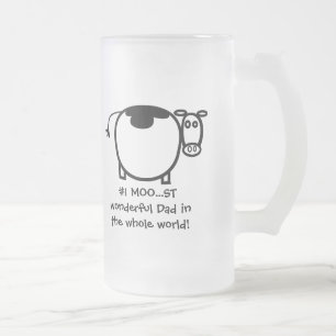 #1 Moo...st Wonderful Father - Customised Frosted Glass Beer Mug