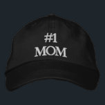 #1 Mum black white custom text cute modern Embroidered Hat<br><div class="desc">#1 Mum black white custom text cute modern Embroidered Baseball Cap.
Modern, minimalist, simple, elegant style.
with fully customisable text.
Available in many colours and options.</div>