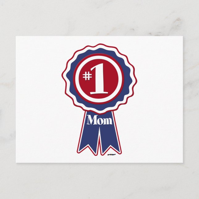 #1 Mum Blue Ribbon Postcard (Front)