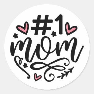 #1 Mum Script Hearts Mother's Day Classic Round St Sticker