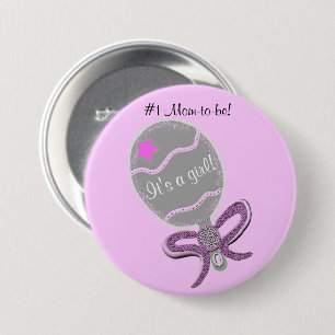 #1 Mum-to-be It's a Girl Baby Shower Pink Button