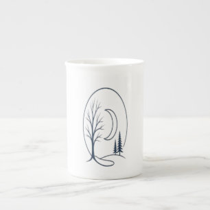 1. Mystic Winter Forest Circle Line Art Tee Bone China Mug