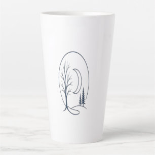 1. Mystic Winter Forest Circle Line Art Tee  Latte Mug