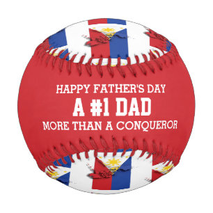 #1 Number 1 Dad CONQUEROR Philippines Flag Baseball