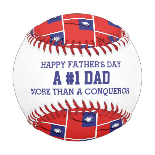 #1 Number 1 Dad CONQUEROR Taiwan Flag Baseball
