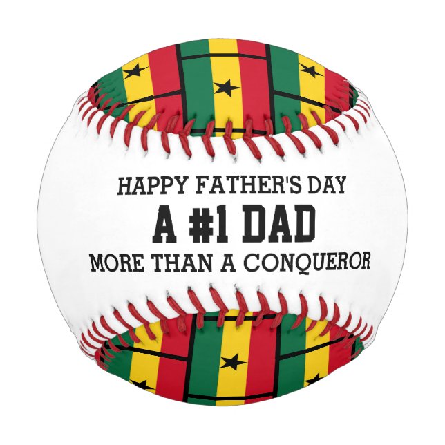 #1 NUMBER 1 DAD Father's Day GHANA FLAG Baseball (Front)