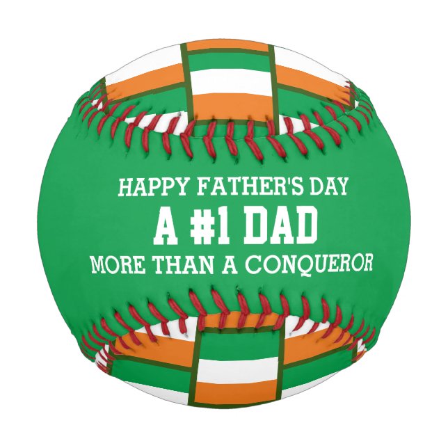 #1 NUMBER 1 DAD Father's Day IRELAND FLAG Baseball (Front)