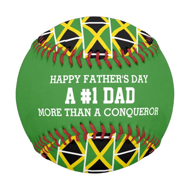 #1 NUMBER 1 DAD Father's Day JAMAICA Flag Baseball (Front)