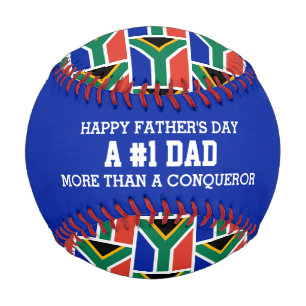 #1 NUMBER 1 DAD Father's Day SOUTH AFRICA FLAG Baseball