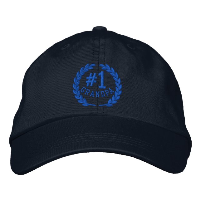 #1 Number One Grandpa Embroidered Cap (Front)