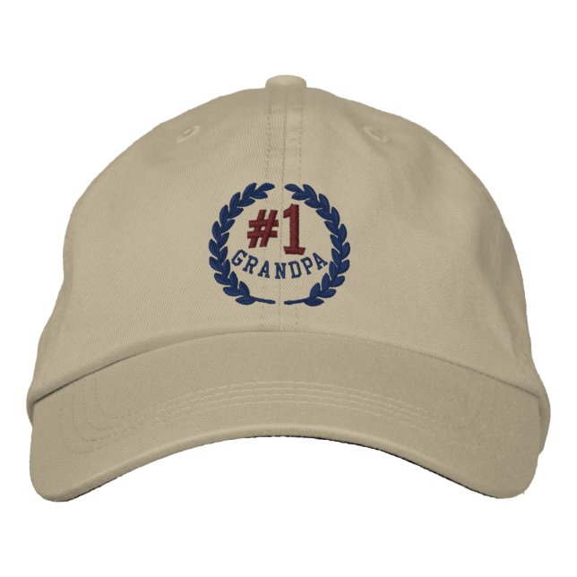#1 Number One Grandpa Embroidered Cap (Front)