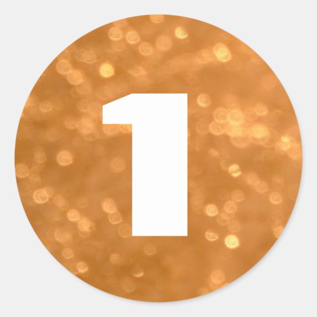 1 - Numbers Golden Round Sticker (Front)
