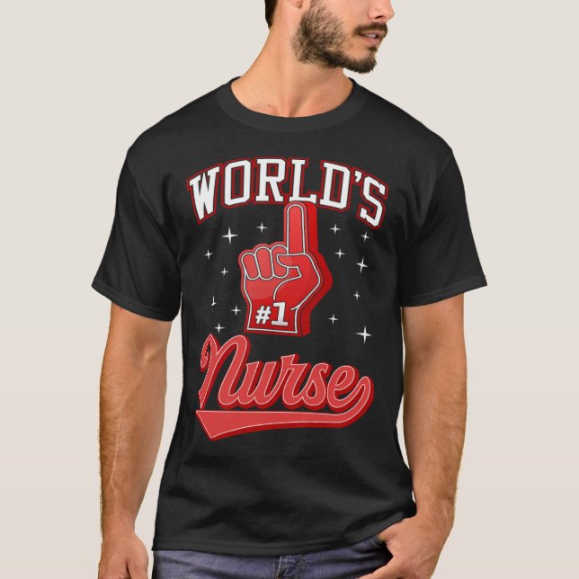1 Nurse World s Number One Nurse Foam Finger Graph T-Shirt (Front)