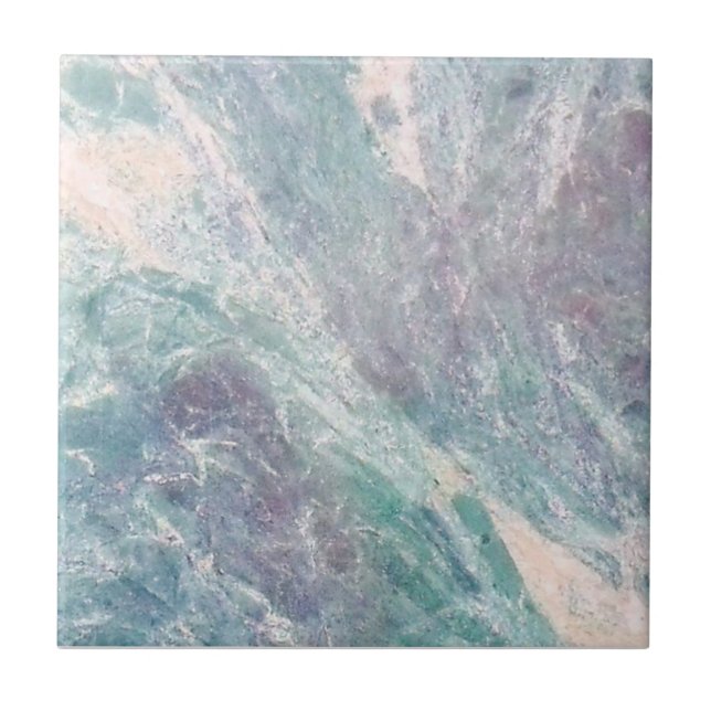 1 of 2 Blue Aqua White Lilac Faux Granite Repro Tile (Front)
