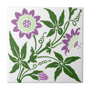 1 of 2 Sherwin Cotton Passion Flower Antique Repro Tile