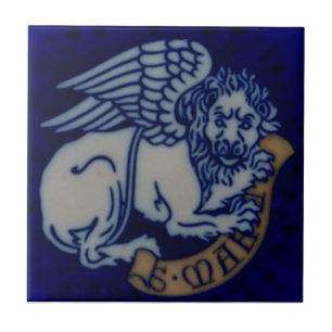 1 of 4 Evangelist St Mark Winged Lion Reproduction Tile