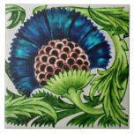 1 of Pair of Repro Antique De Morgan Blue Floral Tile<br><div class="desc">De Morgan (1839-1917) was an important Arts & Crafts movement artist and was the head of tile production at William Morris's studio. His work was influenced by Persian and Islamic art and featured stylized flora and fauna from both life and fantasy. This is one of his earlier designs from the...</div>