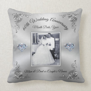1 or 2 Photo 60th Anniversary Presents for Parents Cushion