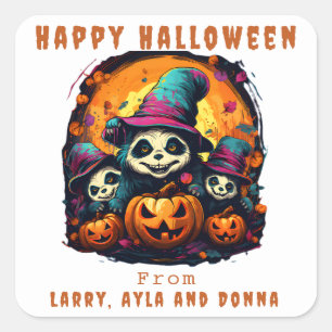 1 Parent 2 Kids - Halloween Party  Square Sticker