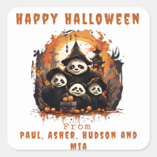 1 Parent 3 Kids - Halloween Party Square Sticker