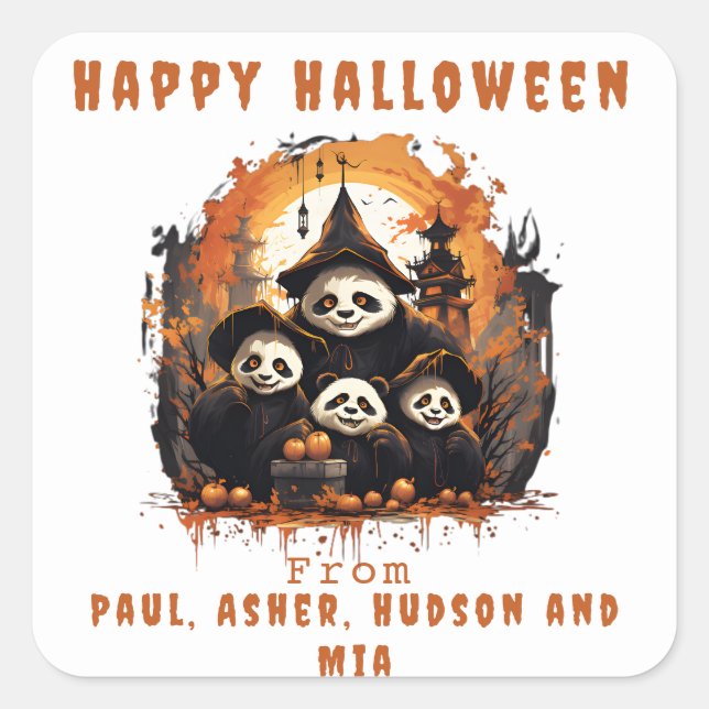 1 Parent 3 Kids - Halloween Party  Square Sticker (Front)