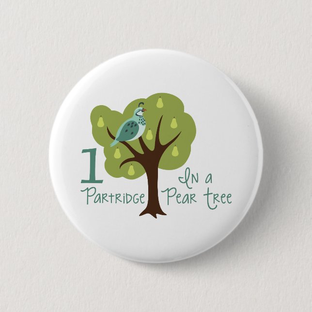 1 Partridge In Pear Tree 6 Cm Round Badge (Front)