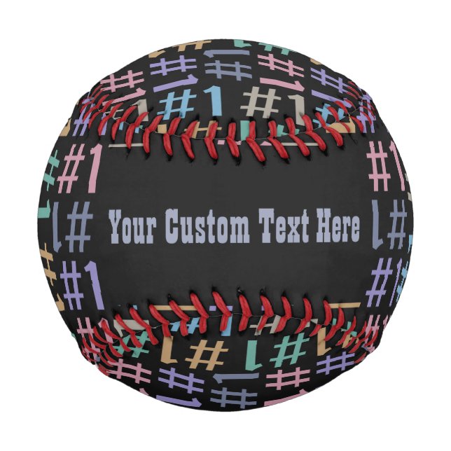 “# 1” Pattern custom monogram baseball (Back)