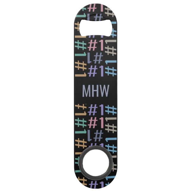 “# 1” Pattern custom monogram bottle openers (Front)