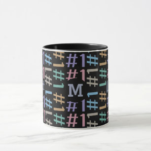 “# 1” Pattern custom monogram mugs