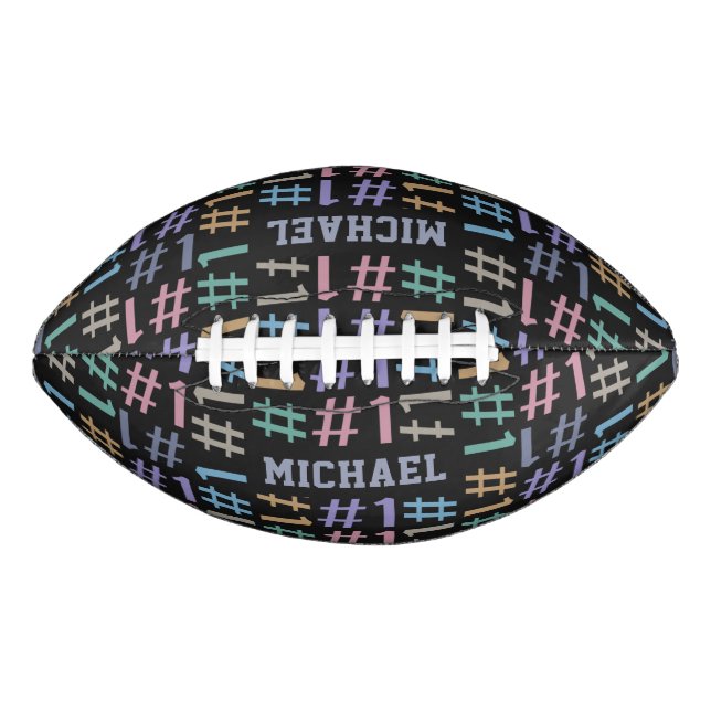 “# 1” Pattern custom name football American Football (Front)