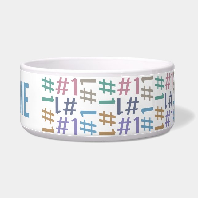 “# 1” Pattern custom name pet bowl (Right)