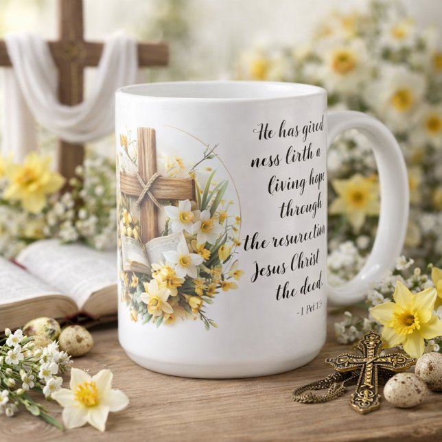 1 Peter 1:3 Living Hope Scripture Art  Coffee Mug (Creator Uploaded)