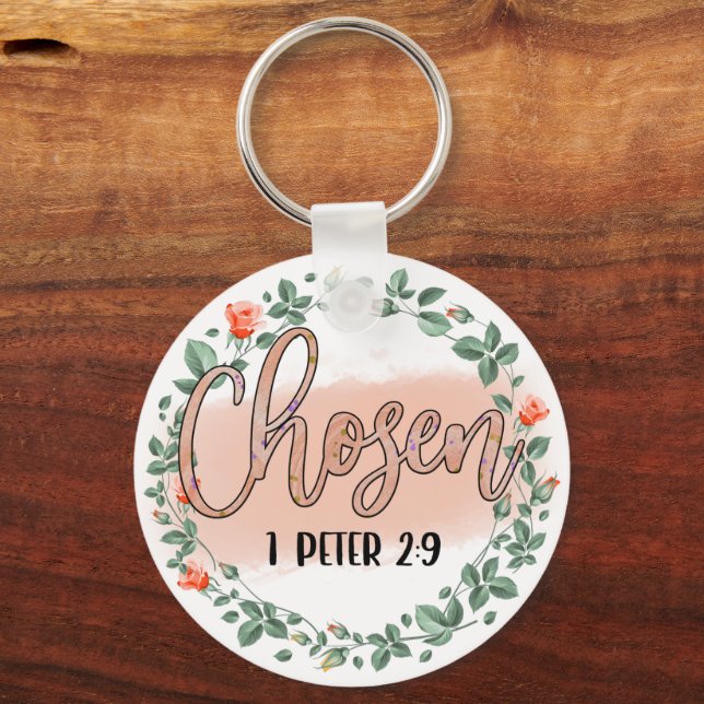 1 Peter 2:9 Christian Bible Verse Key Ring (Back)