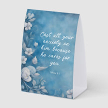 1 Peter 5:7 “Cast All Your Anxiety” Blue Floral